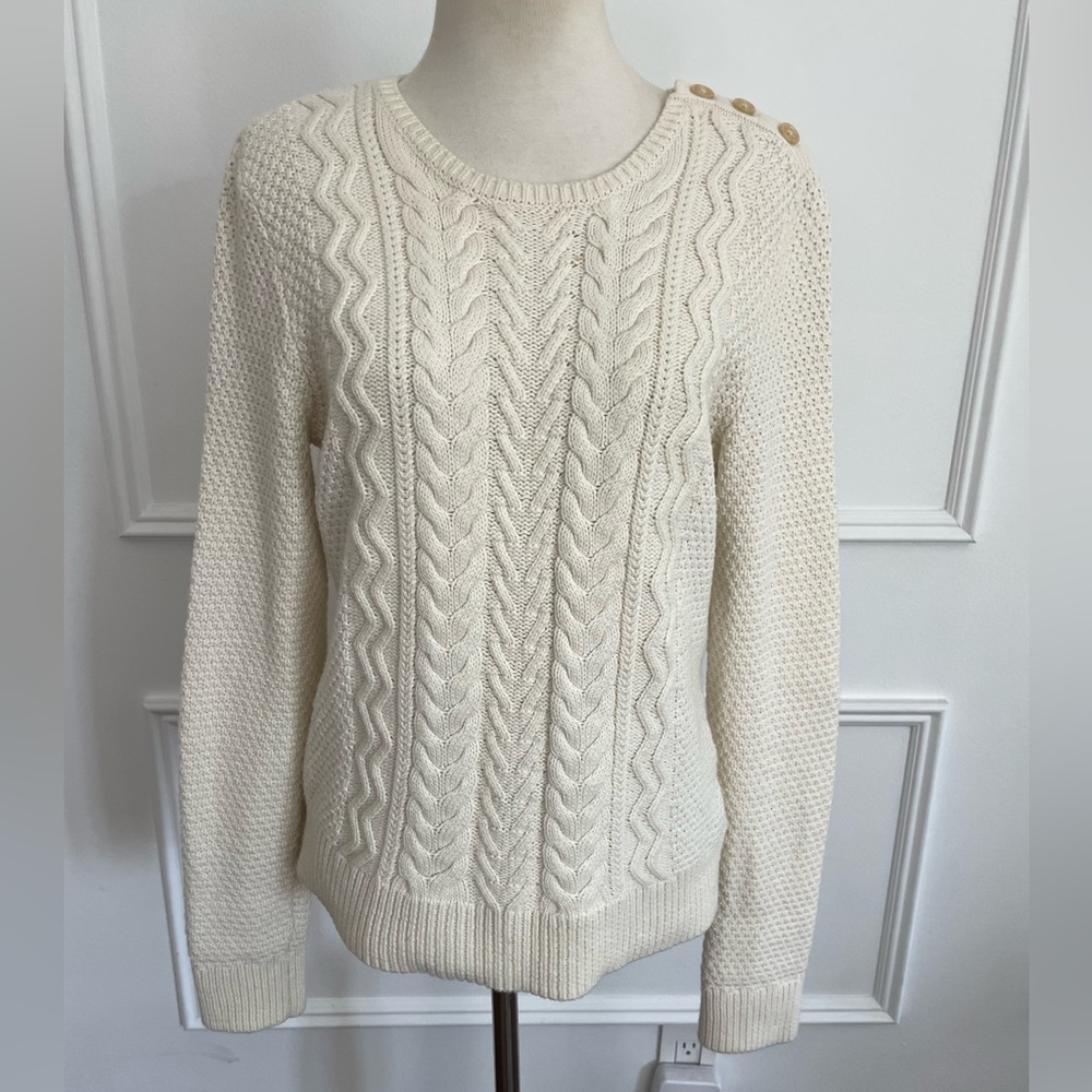 Brooks Brothers 346 Cable Knit Sweater - Cotton Merino Wool - L